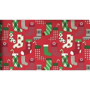 Hallmark Stockings on Red Jumbo Christmas Wrapping Paper 90 sq. ft.
